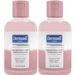(2) DERMASIL Glycolic Acid Toning Solution with Rose Water, Witch Hazel 4 OZ. Ea